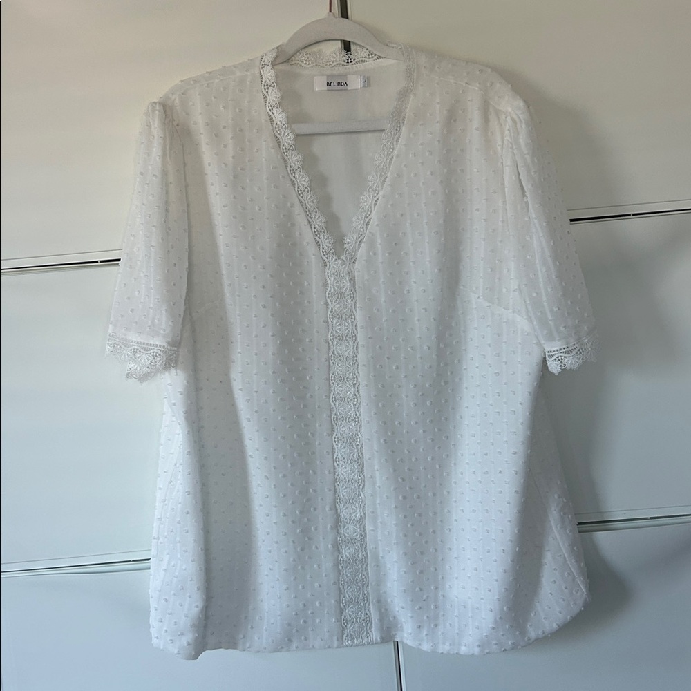 White Lace Trim Blouse